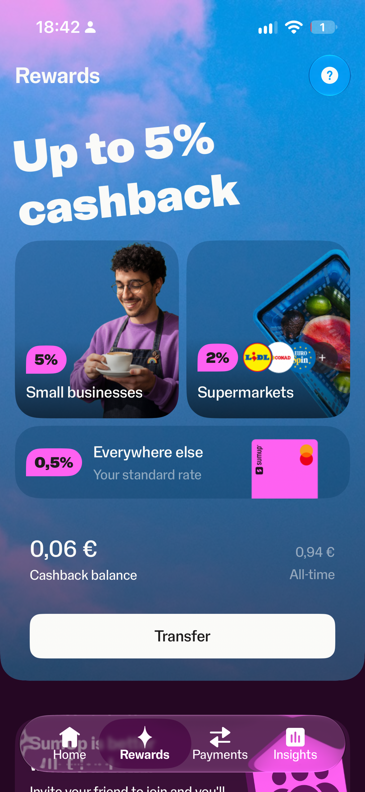 📸 Dettaglio del programma di cashback e ricompense accumulate sugli acquisti